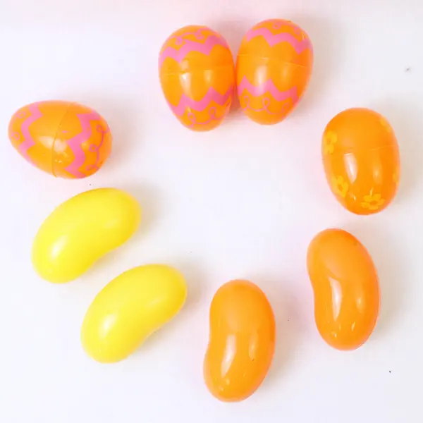 Lot 22 Assorted Fillable Easter Plastic Eggs-Jelly Bean Shaped and Decorative 