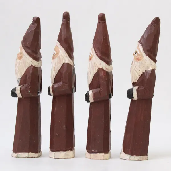 Vintage Wooden Santas Folk-Art Hand-Carved