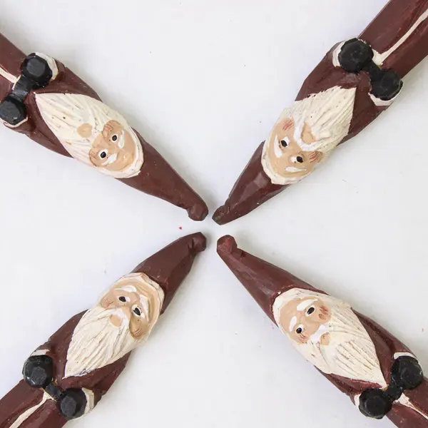 Vintage Wooden Santas Folk-Art Hand-Carved