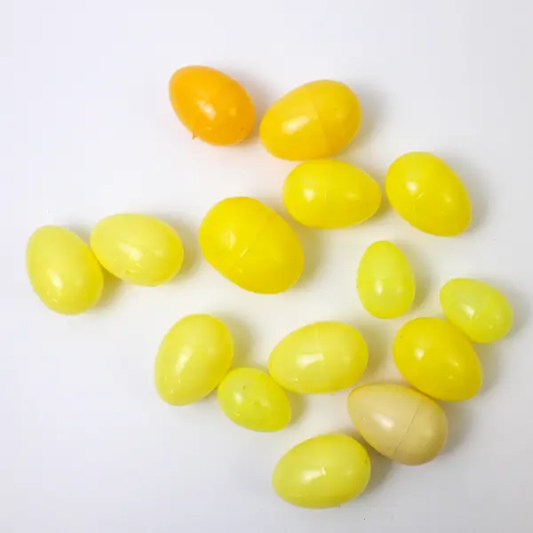 Lot of 15 Small Fillable Easter Plastic Eggs, Yellow Shades 