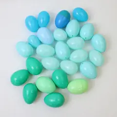 Lot 25 Assorted Fillable Easter Plastic Eggs, Blue and Green Shades 