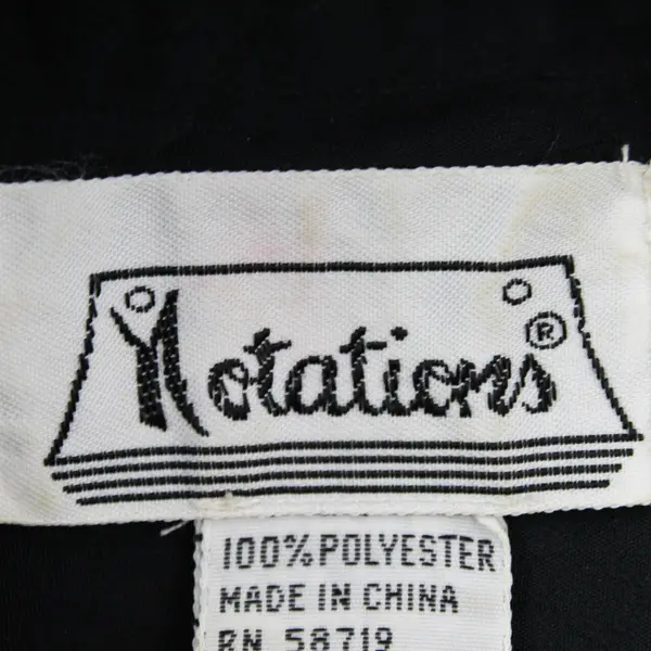 Notations Solid Black Short Sleeve Button Up Top Shoulder Pads Women's Size 14