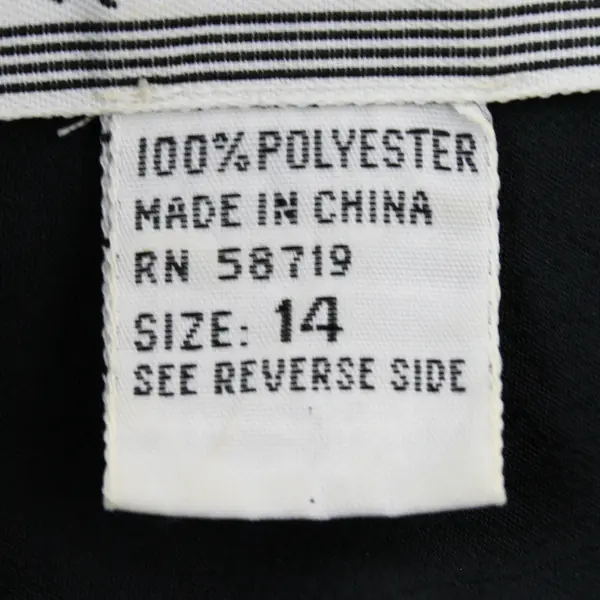 Notations Solid Black Short Sleeve Button Up Top Shoulder Pads Women's Size 14