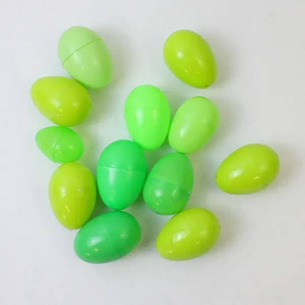 Lot of 12 Plastic Easter Egg Shells, Green Shades 