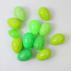 Lot of 12 Plastic Easter Egg Shells, Green Shades 
