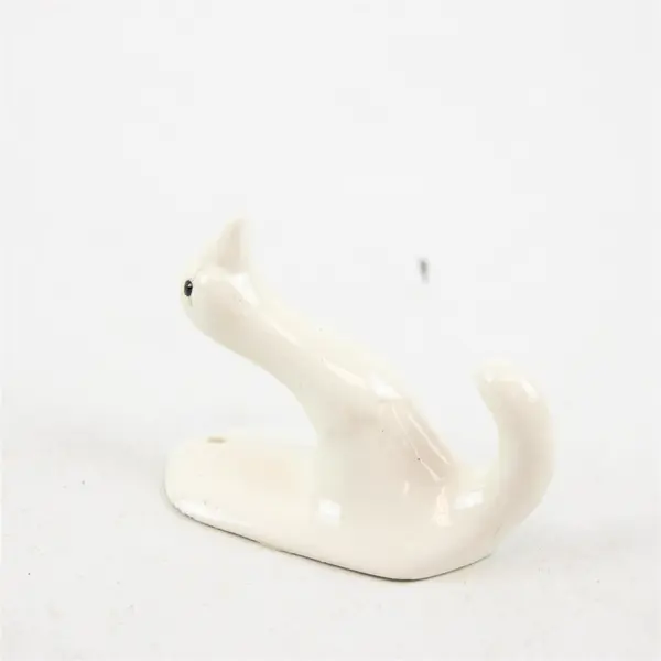 Set of 2 White Ceramic Goose Wall Hooks Farmhouse Kitchen Bathroom