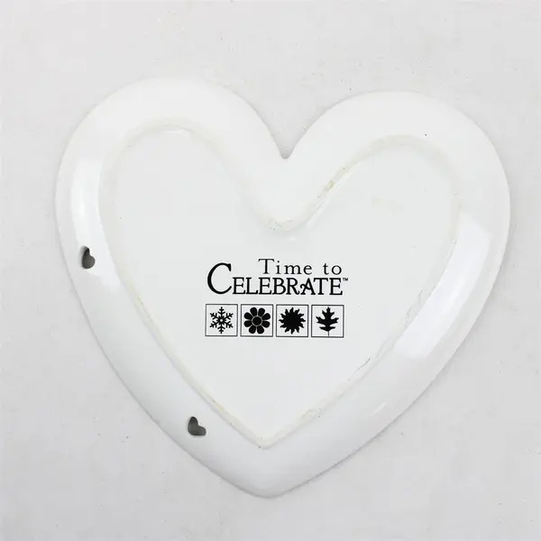 Vintage White Ceramic Heart Plate With Luv U Red Romantic Collectible