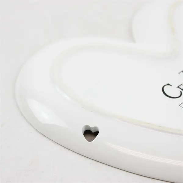 Vintage White Ceramic Heart Plate With Luv U Red Romantic Collectible