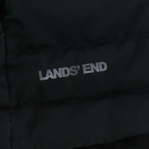 Lands' End Black Zip-Up Puffer Vest Women's Medium 10-12