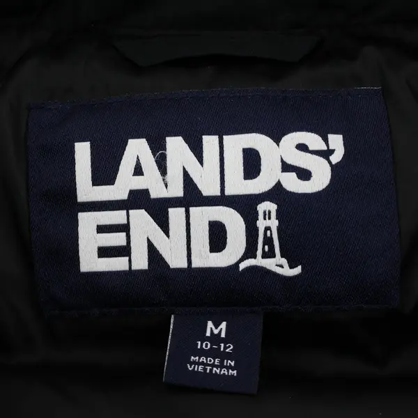 Lands' End Black Zip-Up Puffer Vest Women's Medium 10-12