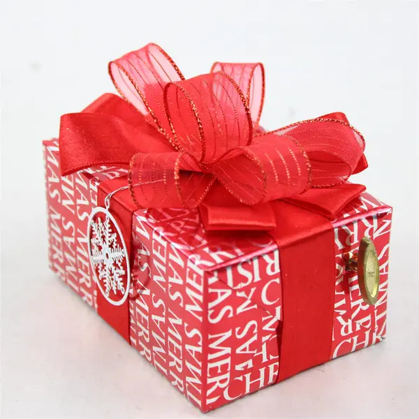 Kurt S. Adler Santa's World Red Present Music Box Plays Winter Wonderland