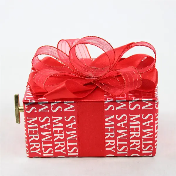 Kurt S. Adler Santa's World Red Present Music Box Plays Winter Wonderland