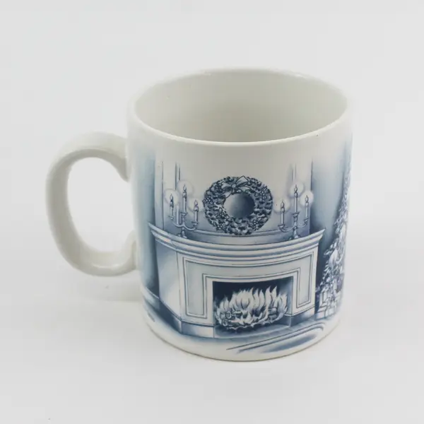 Vtg Telco Musical Christmas 1987 Blue/White Jingle Bells Ceramic Mug 3.5" Tall