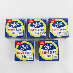 Lot of 5 Boxes Of One Dozen Ball Narrow Mouth Canning Jar Lids Red Rubber