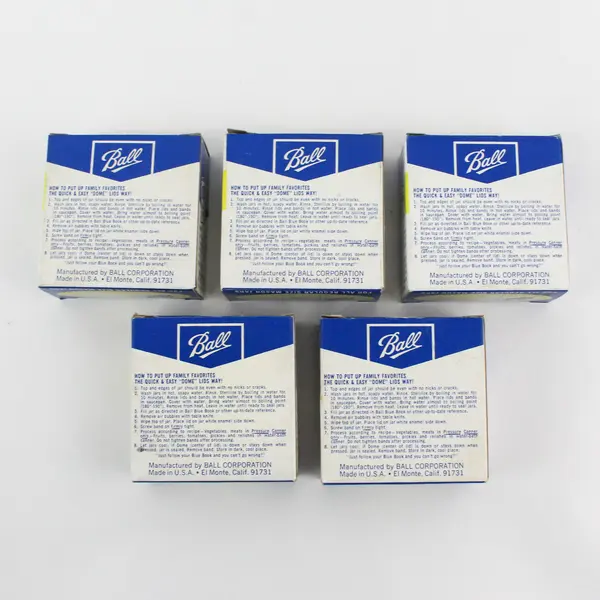 Lot of 5 Boxes Of One Dozen Ball Narrow Mouth Canning Jar Lids Red Rubber