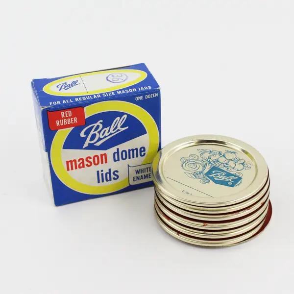 Lot of 5 Boxes Of One Dozen Ball Narrow Mouth Canning Jar Lids Red Rubber