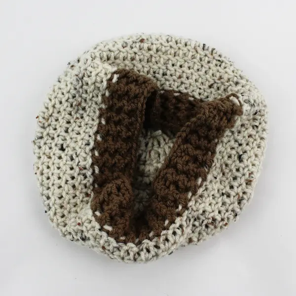 Handmade Women's Off-White and Brown Marled Knit Beret Hat One Size