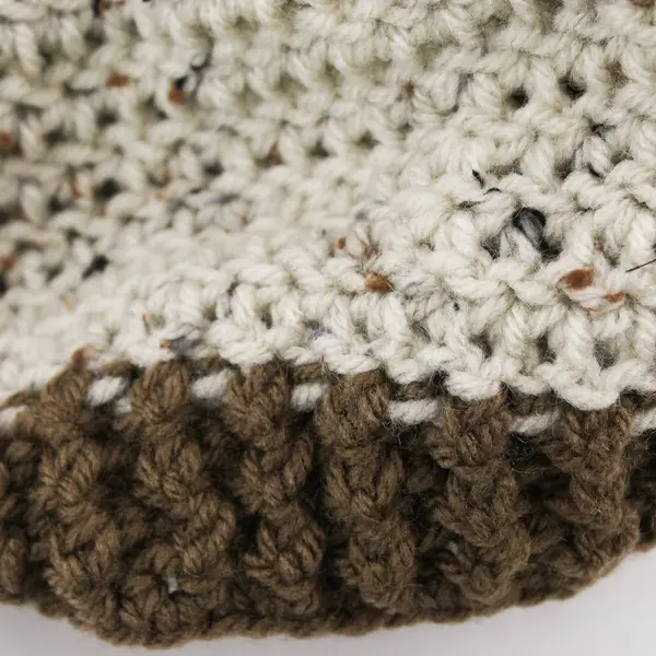 Handmade Women's Off-White and Brown Marled Knit Beret Hat One Size