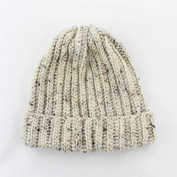 Handmade Women's Off-White Marled Knit Beanie Hat One Size