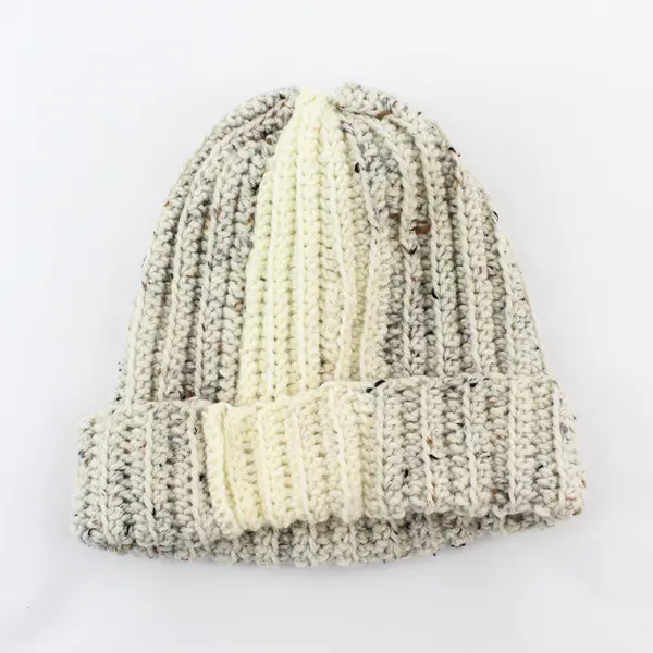 Handmade Women's Off-White Marled Knit Beanie Hat One Size