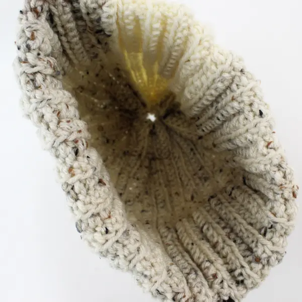 Handmade Women's Off-White Marled Knit Beanie Hat One Size