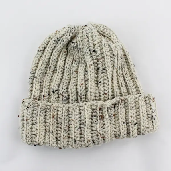Handmade Women's Off-White Marled Knit Beanie One Size