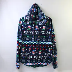 No Boundaries Winter Snowman Pattern Fuzzy Pajama Hoodie Juniors' Large 11-13