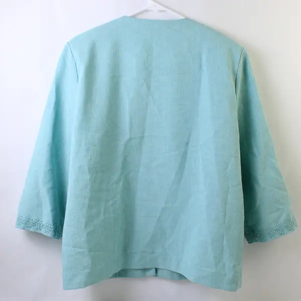 Alfred Dunner Light Blue Lace Sequins Detail Jacket Women's Size 14