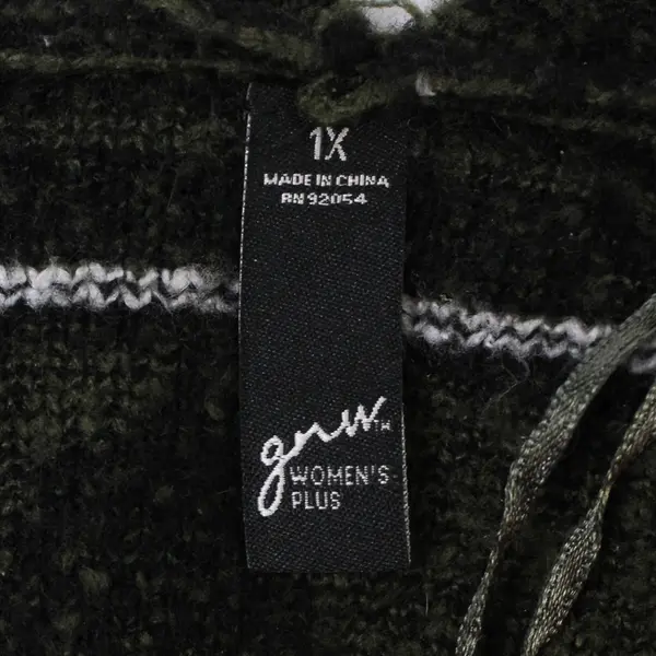 GNW Green Black & White Southwestern Style Open-Front Cardigan Women's 1X