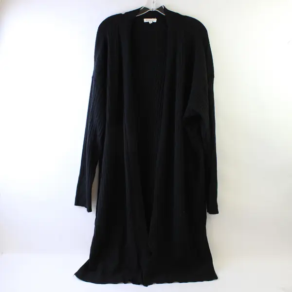 Margeaux & Ellie Black Ribbed Open-Front Cardigan Women's 2X