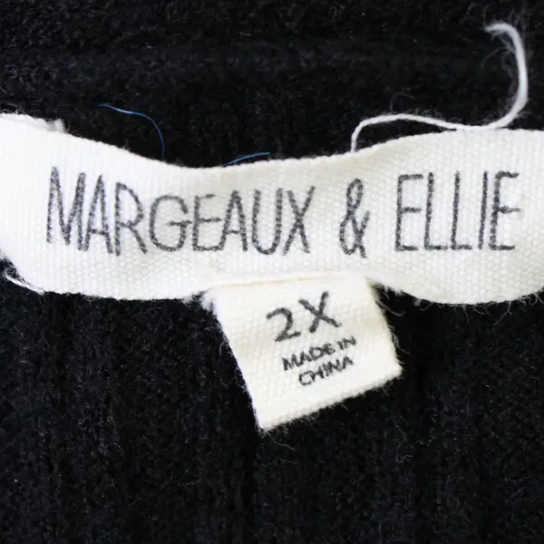 Margeaux & Ellie Black Ribbed Open-Front Cardigan Women's 2X