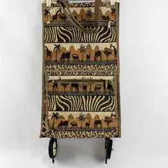 Safari Tapestry Rolling Tote Bag Foldable Compact Travel Shopping Cart