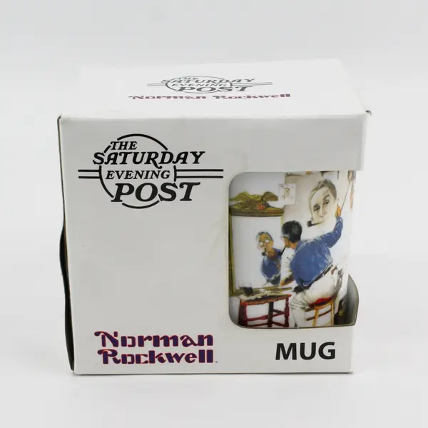 The Saturday Evening Post Norman Rockwell Ceramic Triple Self-Portrait Mug 11 Oz