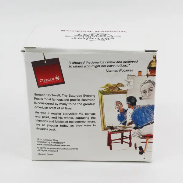 The Saturday Evening Post Norman Rockwell Ceramic Triple Self-Portrait Mug 11 Oz