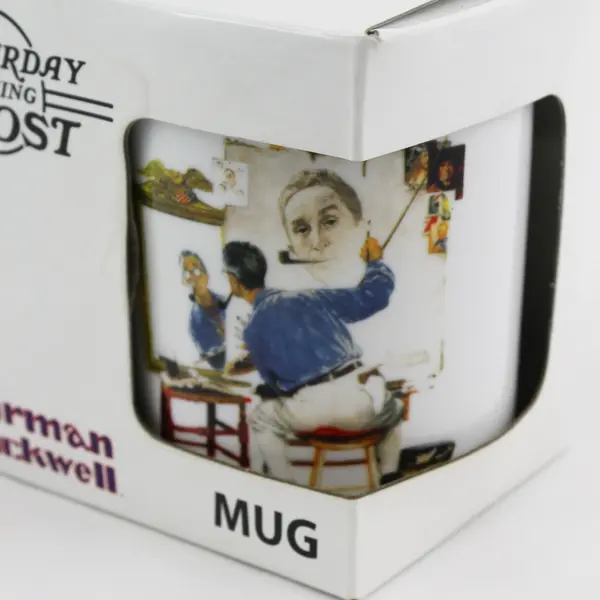 The Saturday Evening Post Norman Rockwell Ceramic Triple Self-Portrait Mug 11 Oz
