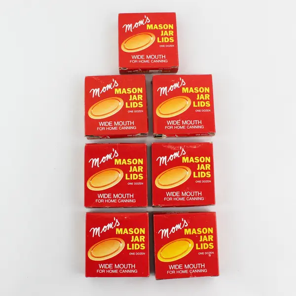  7 Boxes Of 12 MOM'S Wide Mouth Mason Jar Canning Lids 