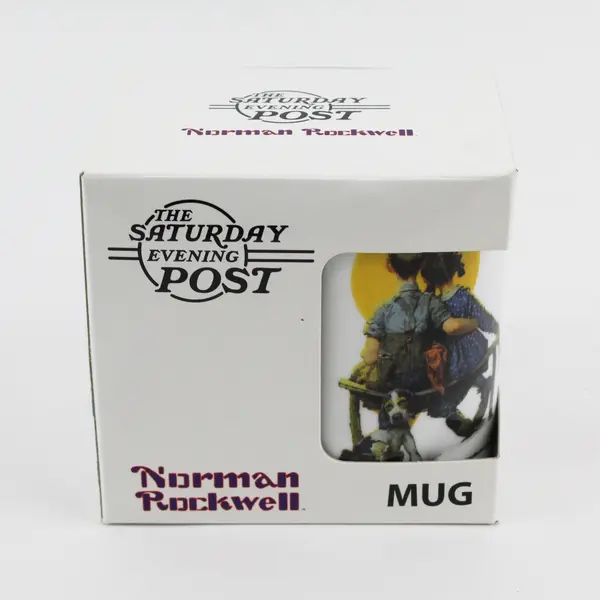 The Saturday Evening Post Norman Rockwell Ceramic Sunset... Puppy Love Mug 11 Oz