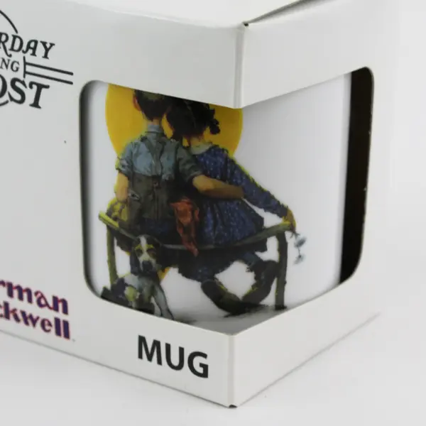 The Saturday Evening Post Norman Rockwell Ceramic Sunset... Puppy Love Mug 11 Oz