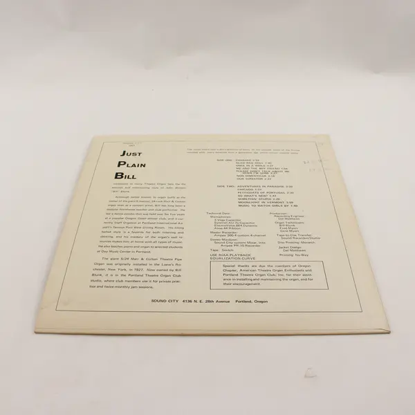 Bill Blunk Just Plain Bill 12" Vinyl Record