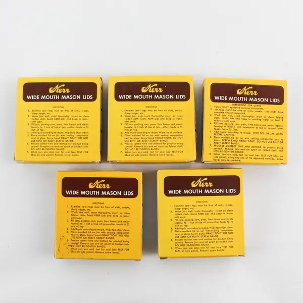 5 Boxes Of 12 Vintage KERR Wide Mouth MASON Canning Jar Lids