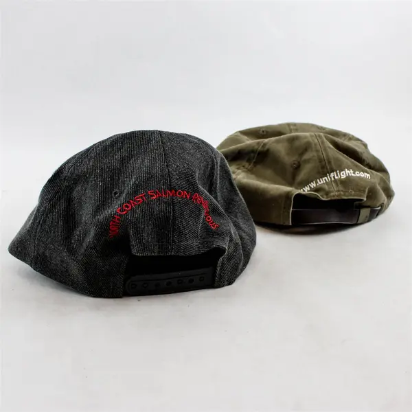Lot of 2 Adjustable Baseball Caps UFI Uniflight North Coast Salmon