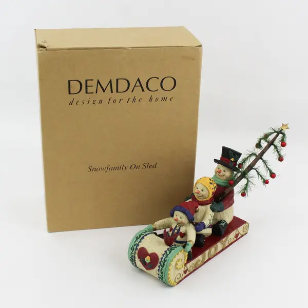 Demdaco 1999 K Killip Multicolor Snow Family On Sled Resin Figurine #12017