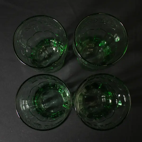 Set Of 4  Libbey Green Coca Cola Glasses 6 1/8 inches  16 Ounce