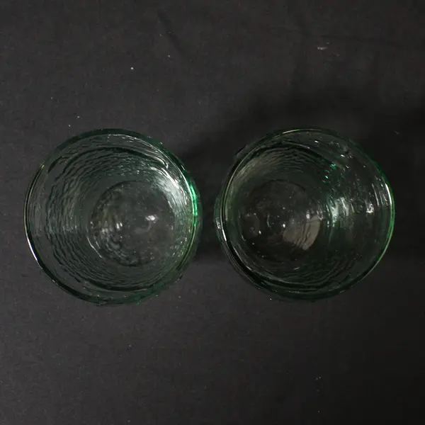 Set of 2 Libbey Green Textured Coca-Cola 6 Ounce Glasses