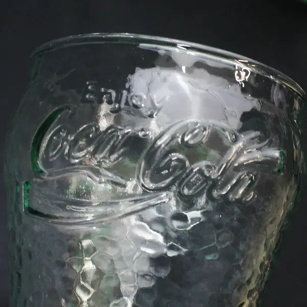 Set of 2 Libbey Green Textured Coca-Cola 6 Ounce Glasses