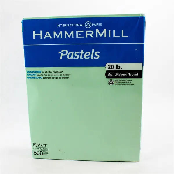 Hammermill Pastels 20 lb Green Colored Printer Paper 8.5 x 11 Ream