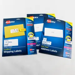 Lot of 3 Avery Shipping & Address Labels 18163 (2x4) 18160 (1x2-5/8) White