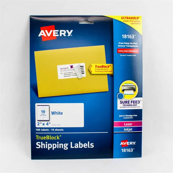 Lot of 3 Avery Shipping & Address Labels 18163 (2x4) 18160 (1x2-5/8) White