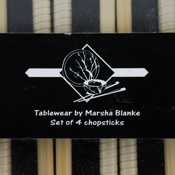 Set Of 4 Tableware By Marsha Blanke Matching Solid Wood And Metal Chopsticks