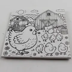 Cute Chicken Farm Decorative White Ceramic Tile Trivet 6"